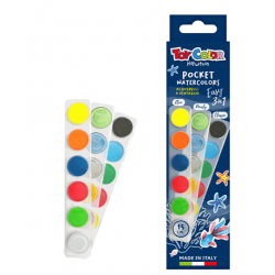 TOY COLOR ΝΕΡΟΧΡΩΜΑΤΑ ΜΕ ΠΙΝΕΛΟ ΧΑΡΤΙΝΟ BLISTER 3 ΣΕ 1 15 ΧΡΩΜΑΤΑ Φ22mm PRIMARY ΑΣΣΟΡΤΙ